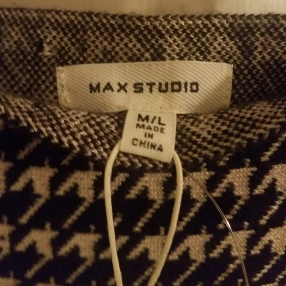 Max Studio Houndstooth Black & Cream Sweater Skirt - Picture 6 of 11